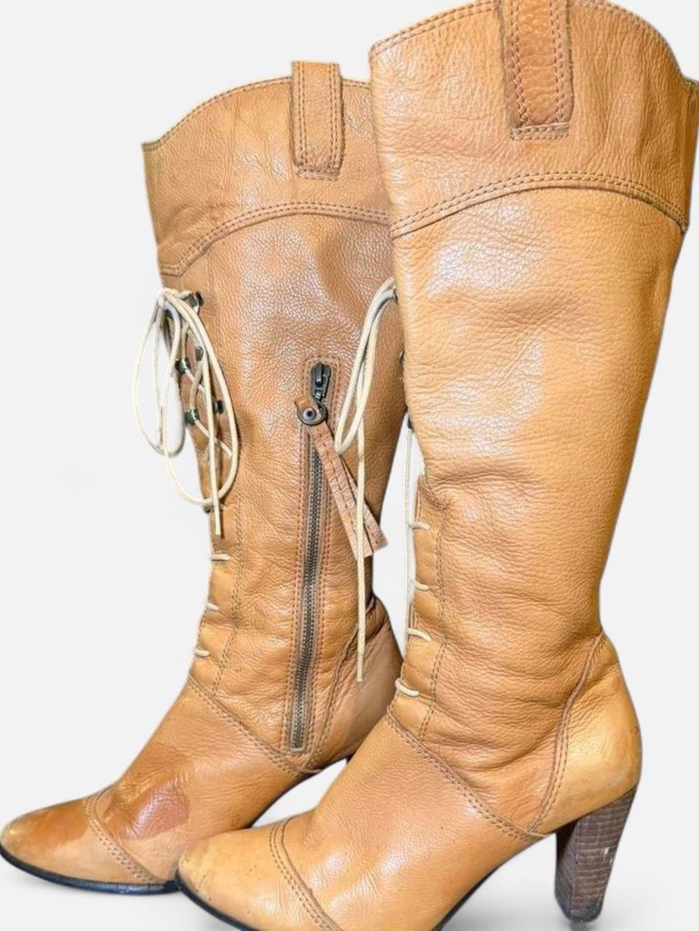 Vintage Tan Leather Lace-Up Boots | Women’s Size 9 | Steampunk Victorian Cottage
